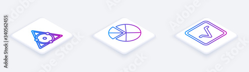 Set Isometric line Chalkboard, Abacus and Open book. White square button. Vector