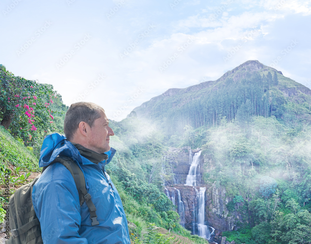 Hiker man on a picturesque landscape. Hiker man on a picturesque landscape.