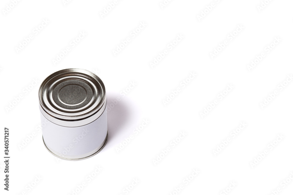 Metal can with copy space. Preservation can isolated on a white. Metal can with copy space. Preservation can isolated on a white.