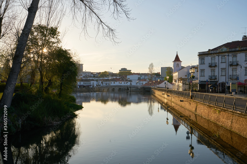 Tomar city view with Nabao river, in Portugal