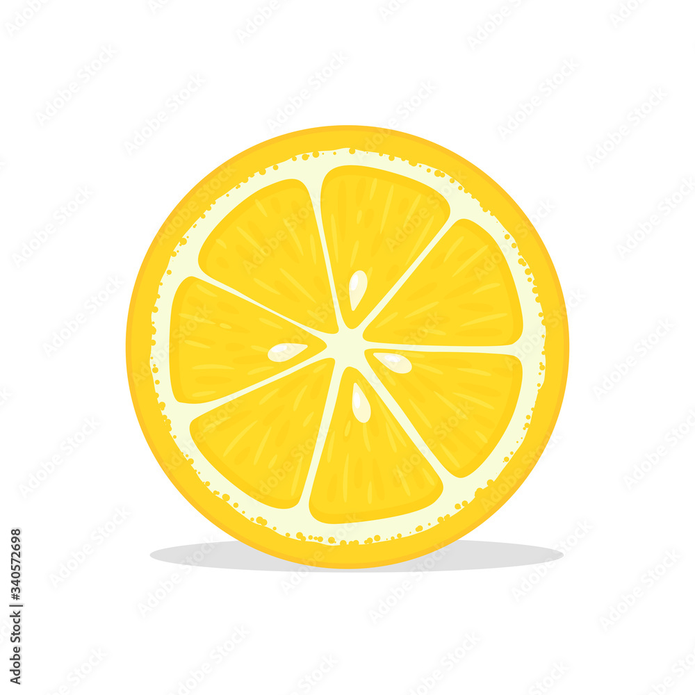 Vector yellow lemon fruit. Yellow fresh lemon slices Isolated on white background. Vector yellow lemon fruit. Yellow fresh lemon slices Isolated on white background.