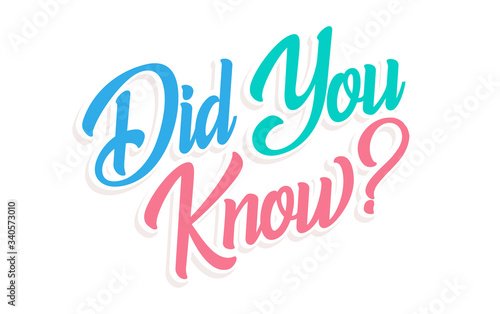 Did you know question, vector lettering, isolated illustration on white background