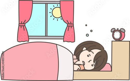 朝スマホをチェックする女性