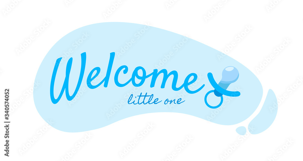Welcome little one banner. Announcement baby birth concept. Vector illustration for print, web