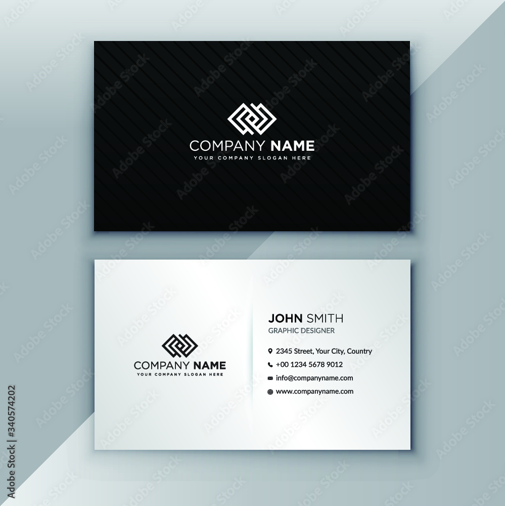 Professional creative clean black and white business card design template