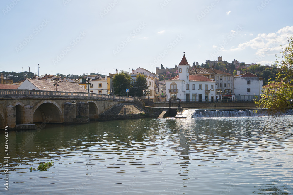 Naklejka premium Tomar city view with Nabao river, in Portugal