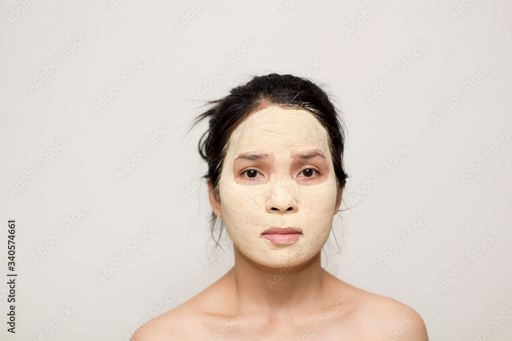 Asian women treatment with face mask skin care Asian women treatment with face mask skin care