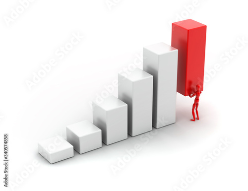 Free Download Conceptual business graph, 3d rendering isolated on white - GFXLoad