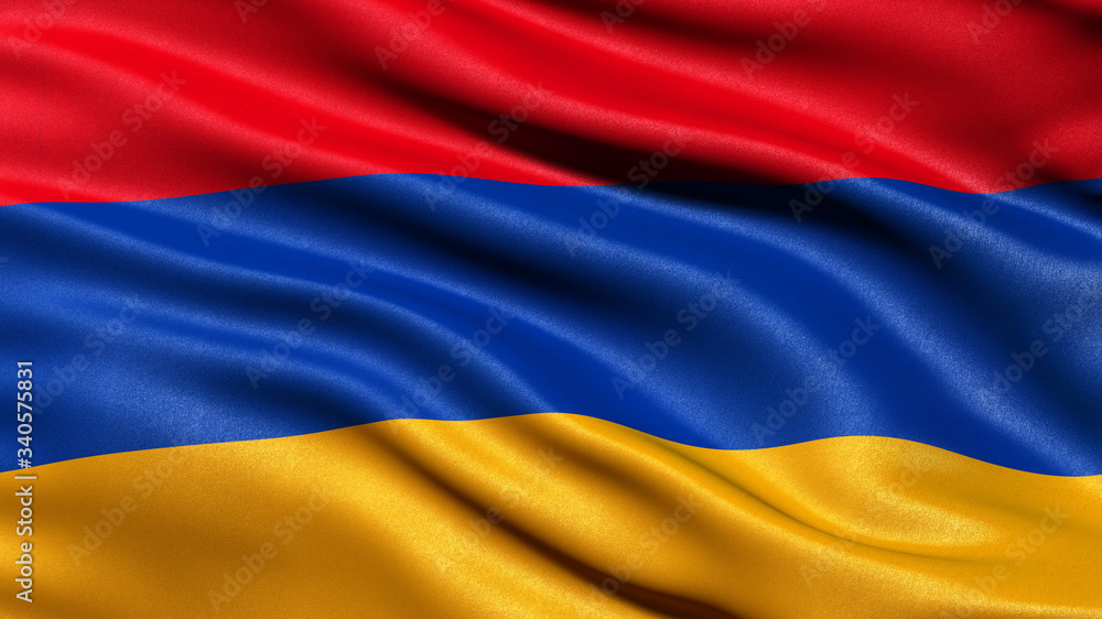 Naklejka premium 3D illustration of the flag of Armenia waving in the wind.
