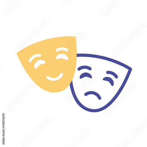 theater masks line style icon