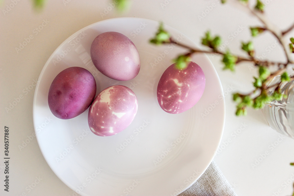Easter cake and painted eggs Easter cake and painted eggs
