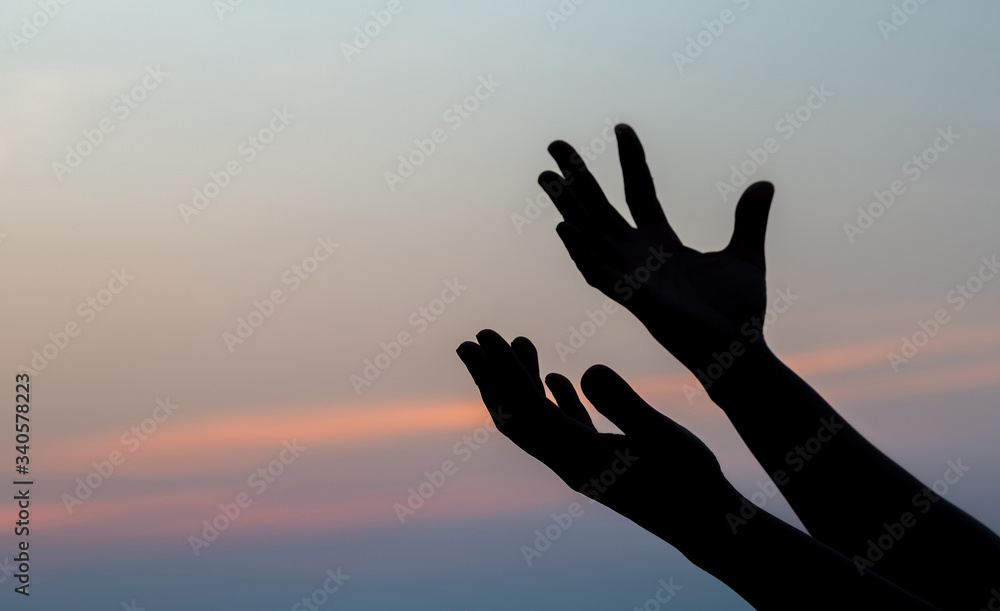 Human hands open palm up worship.