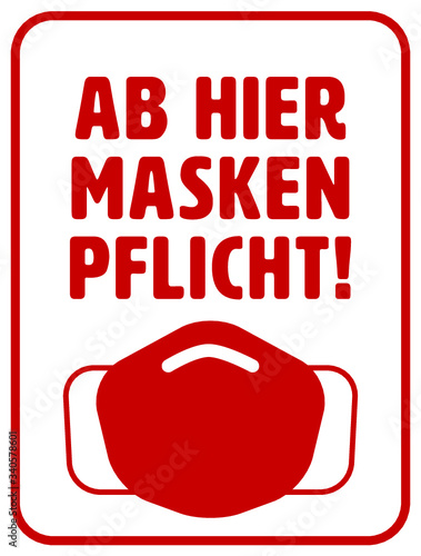Coronavirus Schild – ab hier Maskenpflicht