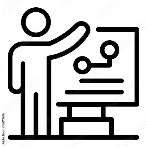 Man near the flipchart icon. Outline man near the flipchart vector icon for web design isolated on white background