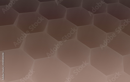3D honeycomb abstract background. Bees cells texture. Three-dimensional render illustration. 