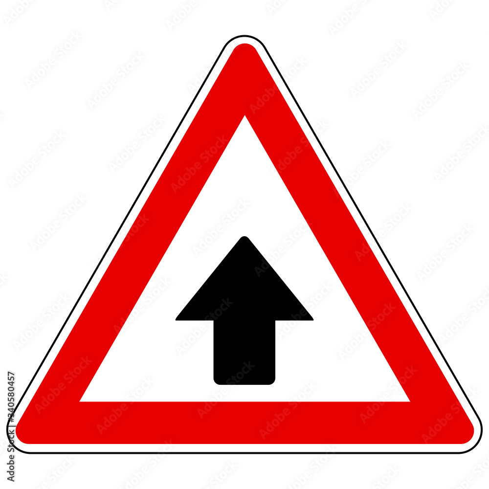Pfeil nach oben und Achtung Schild Pfeil nach oben und Achtung Schild