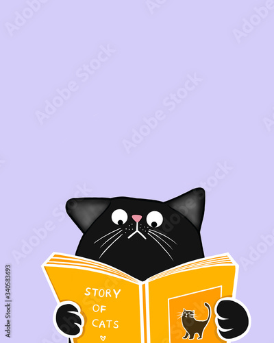 Black cat read a book