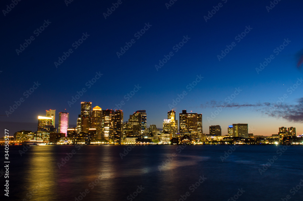 Boston harbour night view