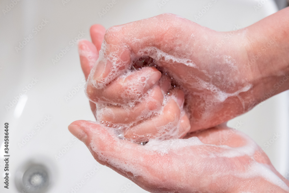 衛生的手洗い 指のしわを洗う Hygienic hand wash Wash finger wrinkles
