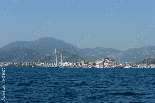 View of the city of Marmaris from the sea. Turkey