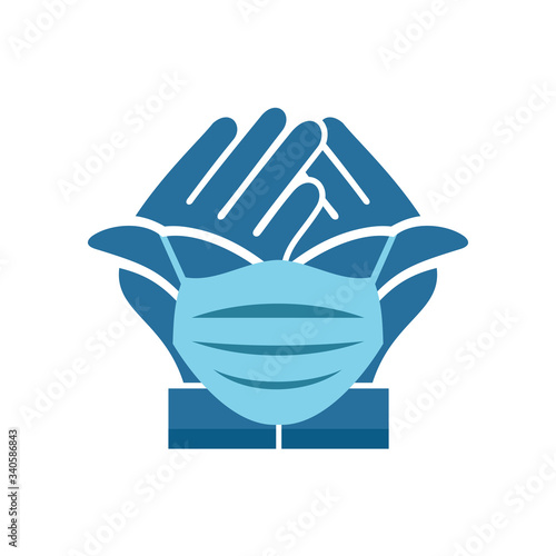 Hand Holding Mask Covid-19 Coronavirus Vector Design Template