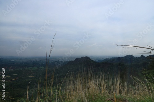 view of himalyan mountains from morni hills of haryana