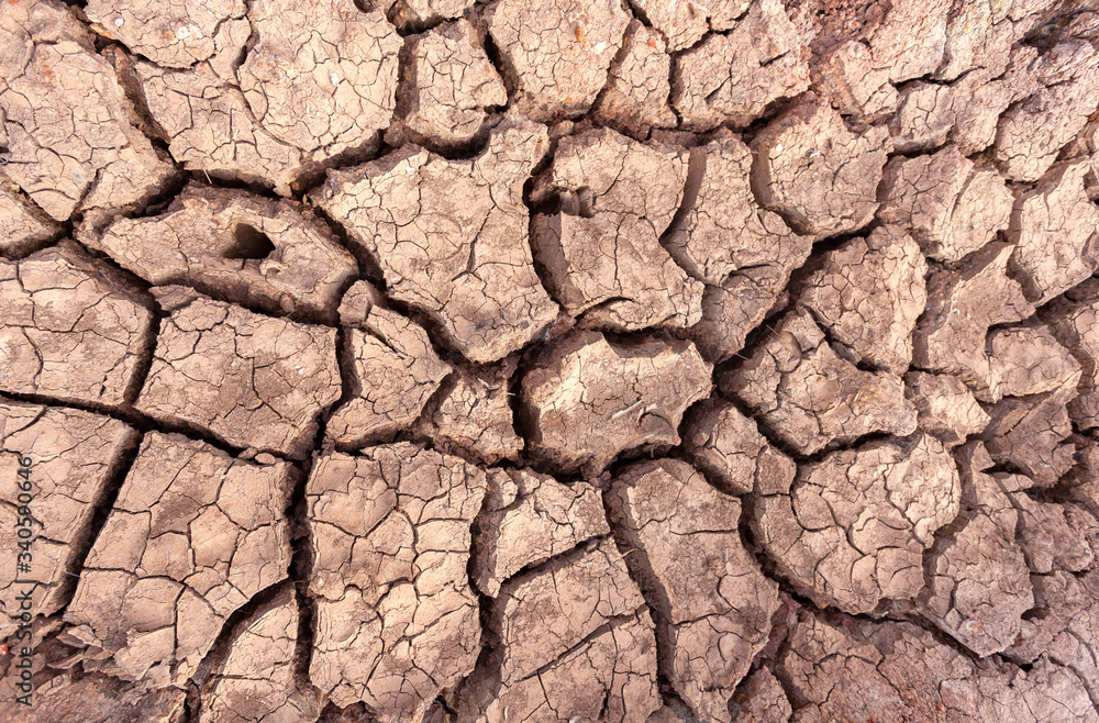Dried brown cracked earth soil ground in closeup for texture background. Dried brown cracked earth soil ground in closeup for texture background.