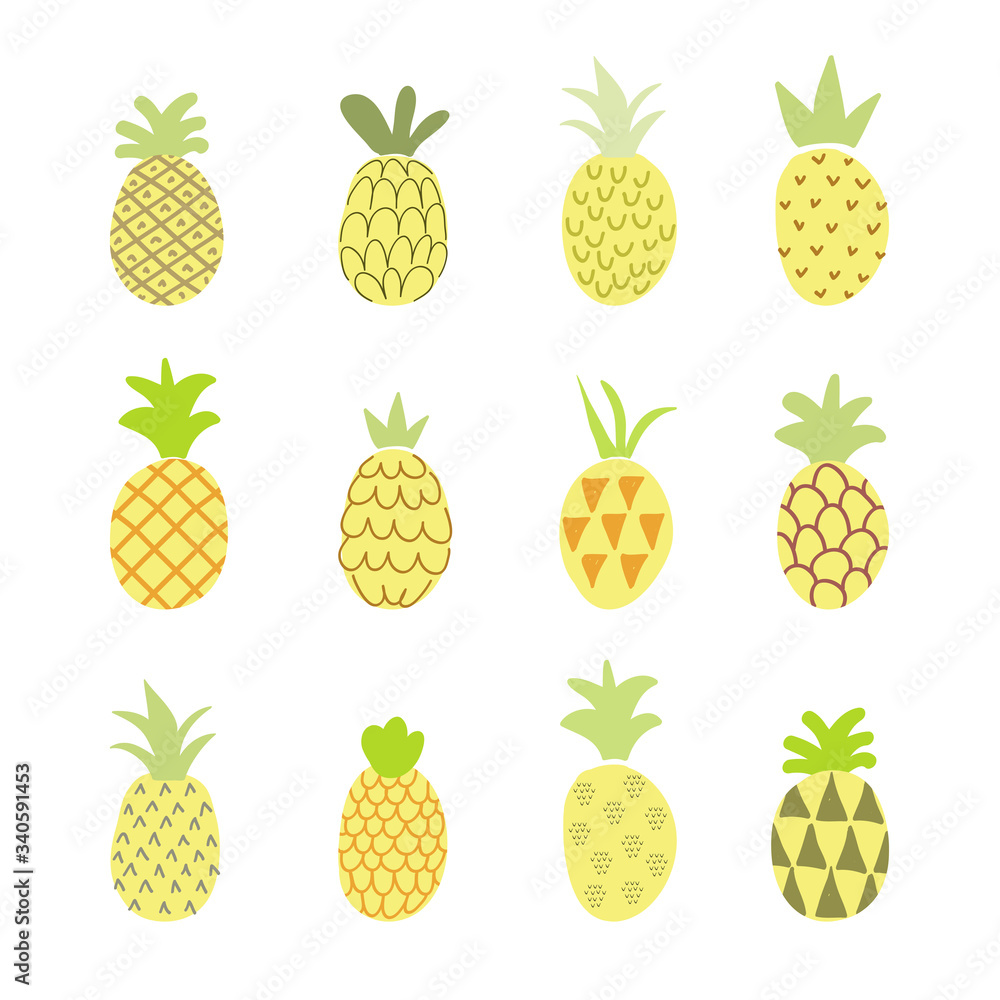 Set of pineapples in different styles. Set of pineapples in different styles.