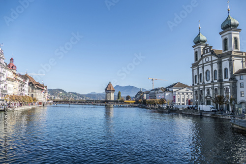 Lucerne on the banks of the Reuss River
