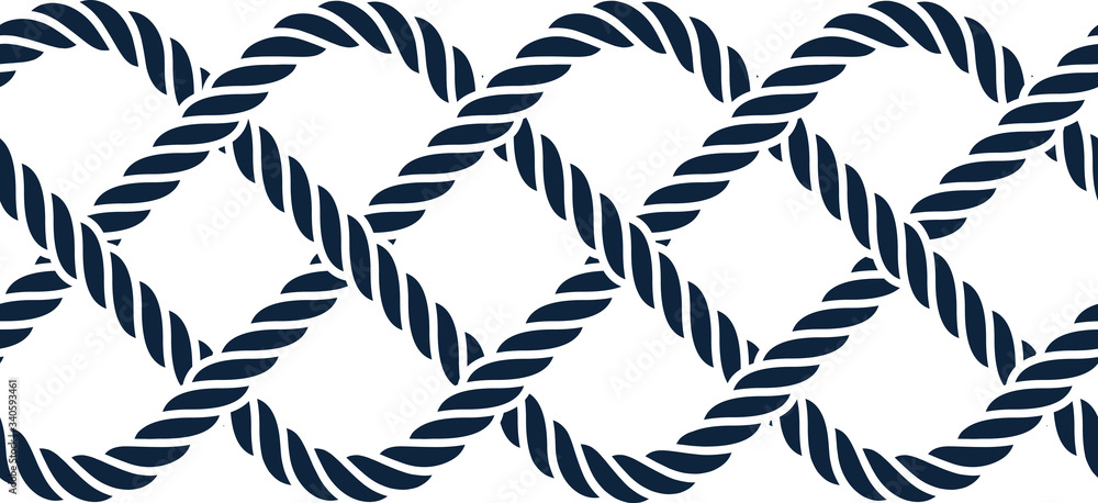 Blue vector ropes, fishing net, seamless. White background Blue vector ropes, fishing net, seamless. White background
