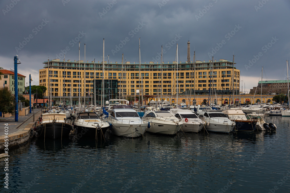 Many pleasure yachts in the port of Savona, Italy