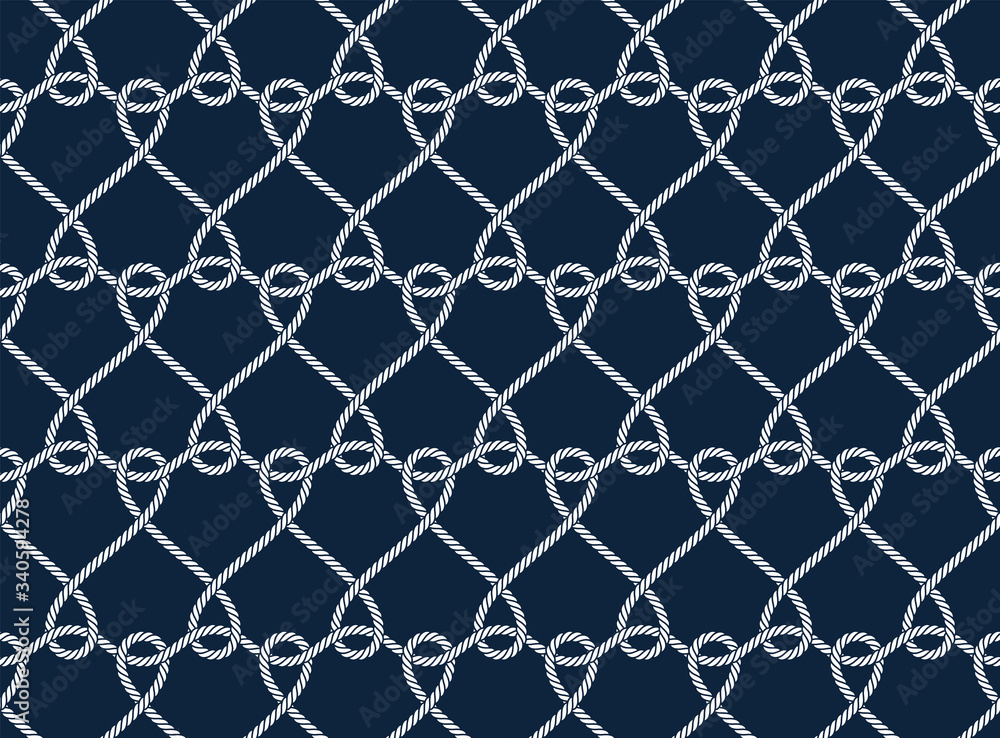 Vector ropes, fishing net, seamless. Blue background. Vector ropes, fishing net, seamless. Blue background.