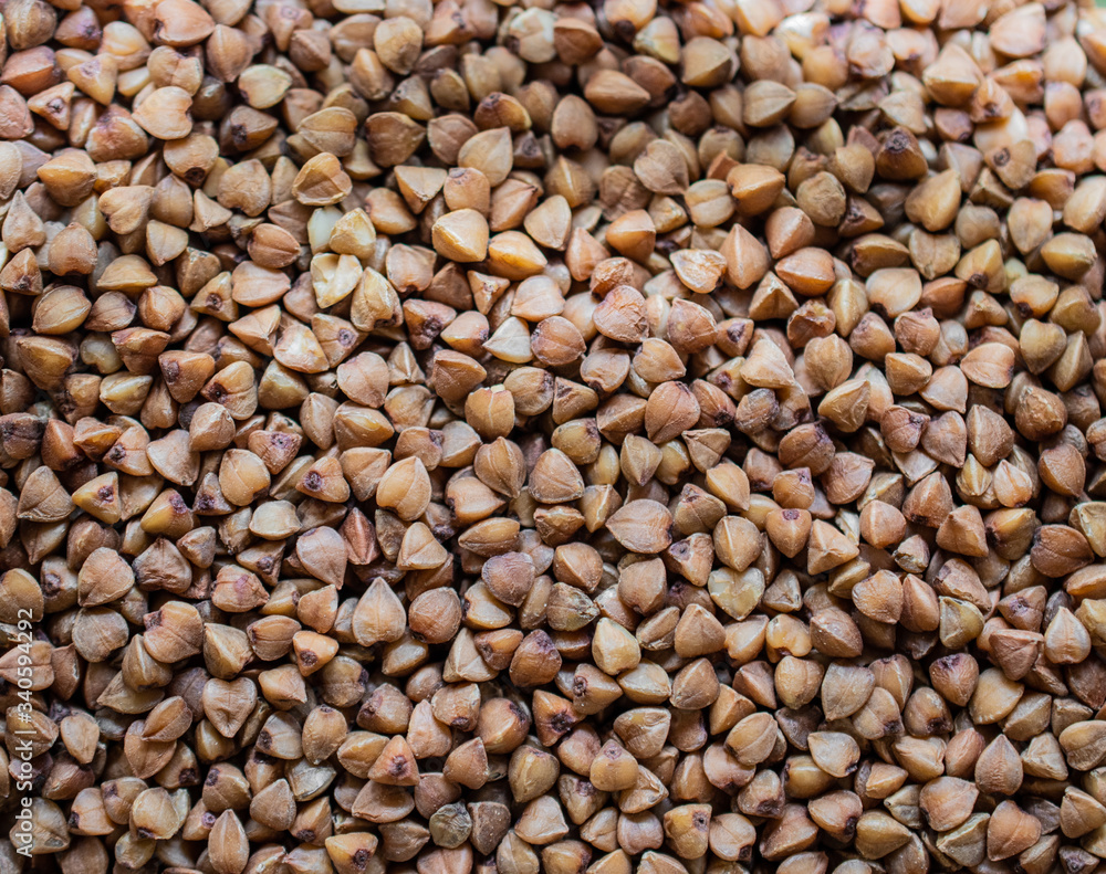 Buckwheat granules top view: food Buckwheat granules top view: food