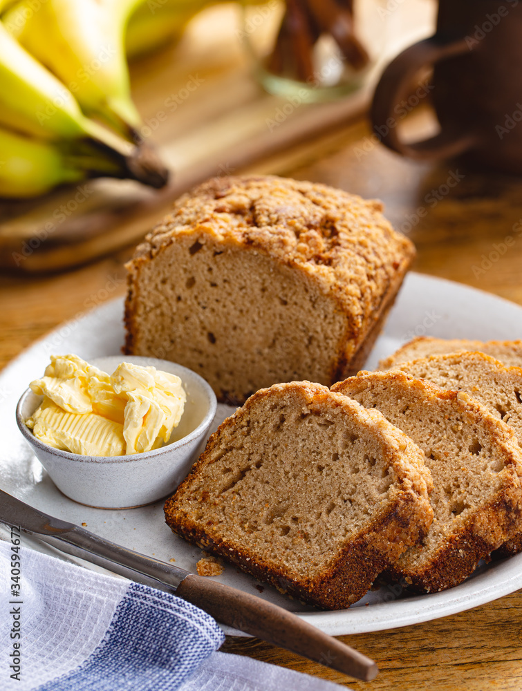 Sliced Banana Nut Loaf Cake Sliced Banana Nut Loaf Cake
