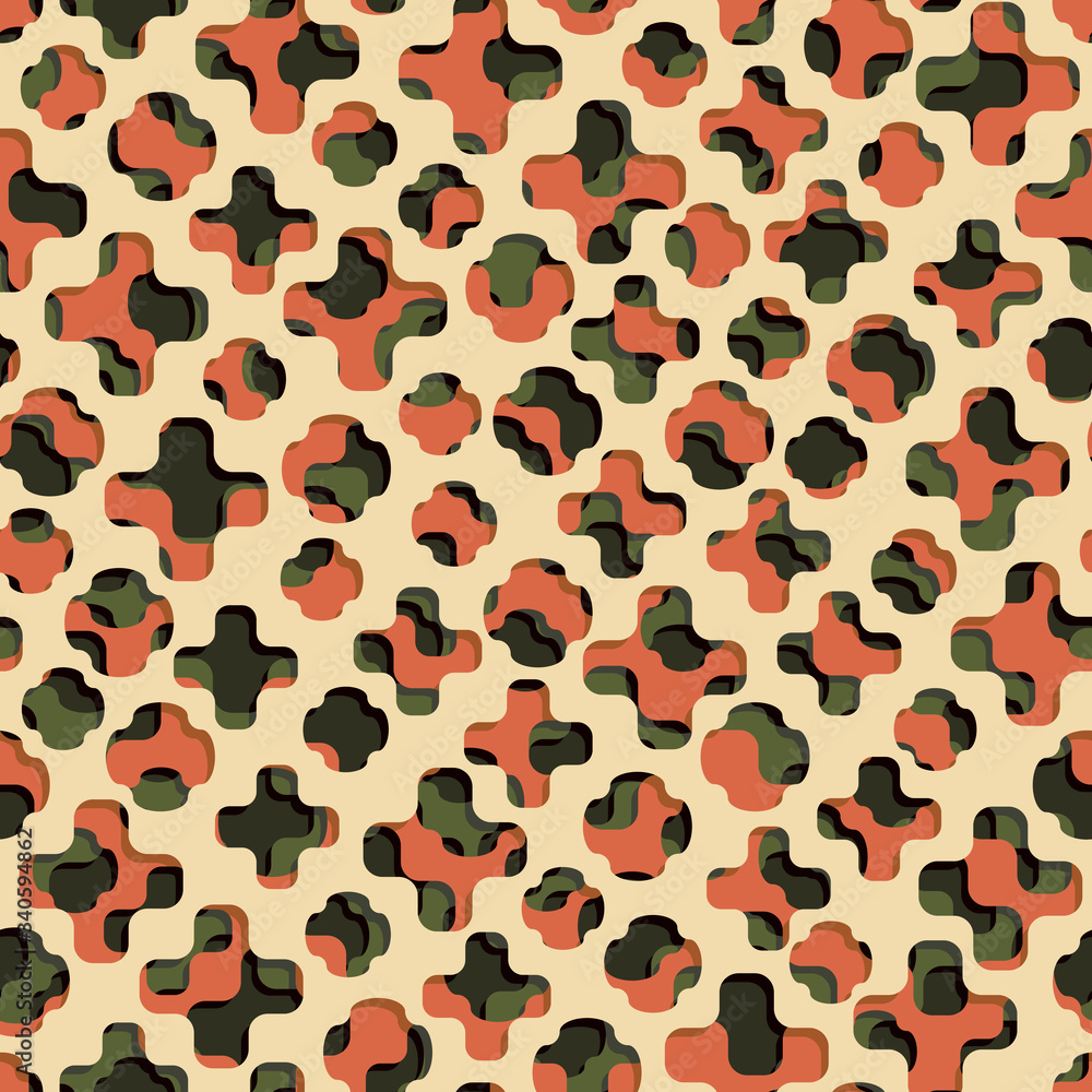 Seamless background from a sheet of perforating layers and many rounded crosses holes with shadows on it. Seamless background from a sheet of perforating layers and many rounded crosses holes with shadows on it.