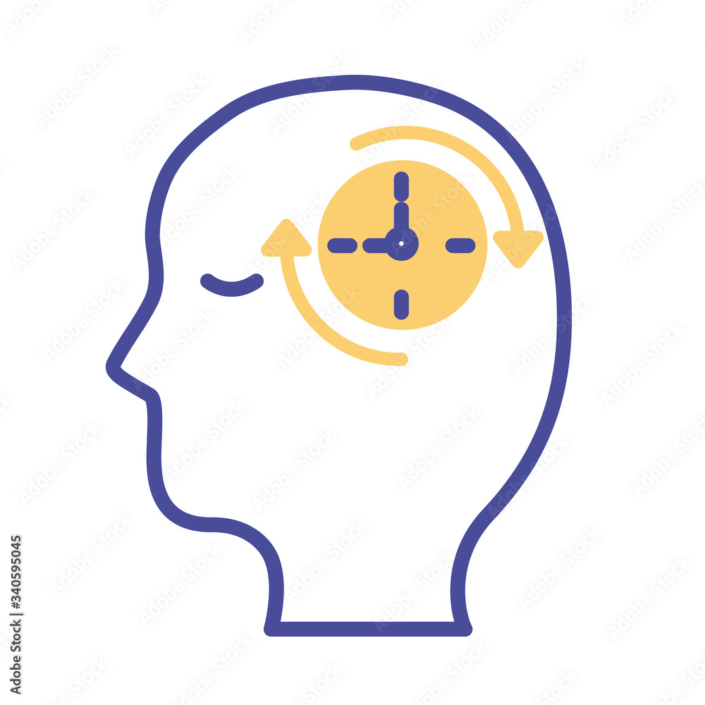 profile with watch mental health line style icon profile with watch mental health line style icon