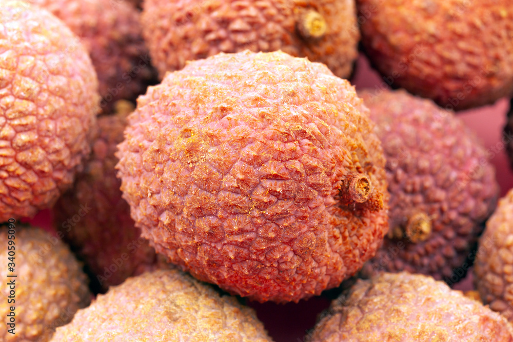 several lychee fruits close-up, macro several lychee fruits close-up, macro