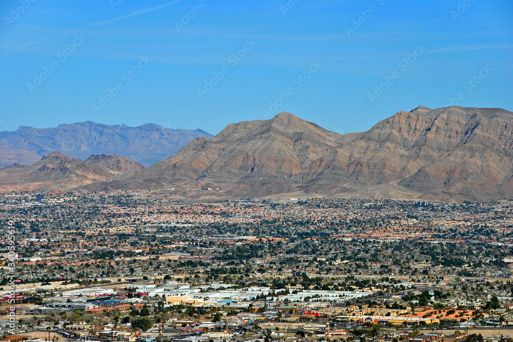 Skyline cityscape of the suburbs of Las Vegas Nevada USA