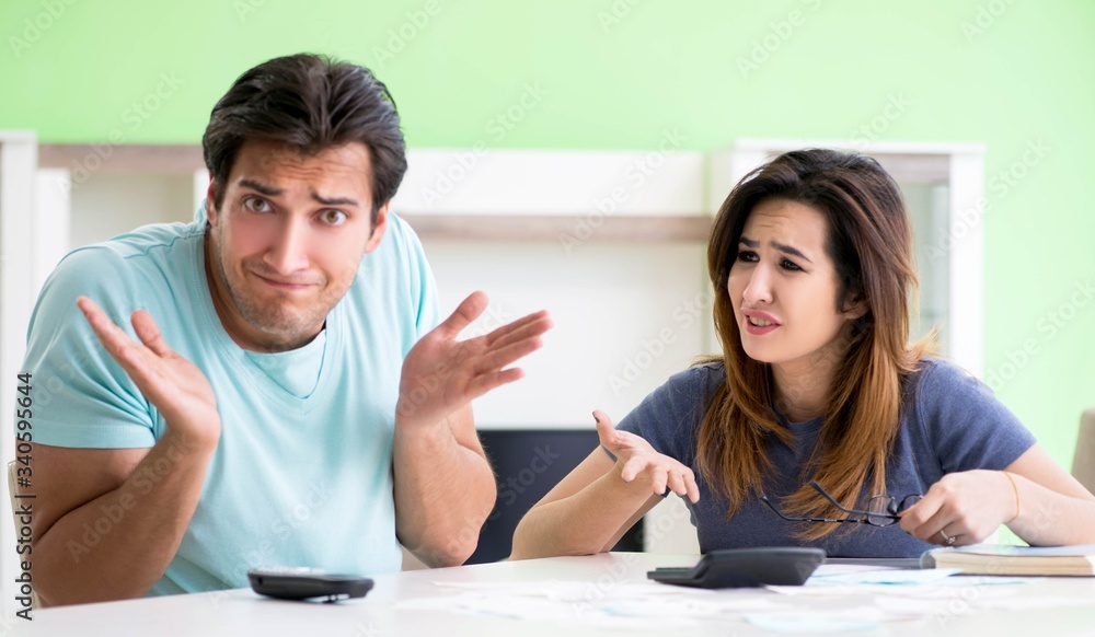 Young family struggling with personal finance Young family struggling with personal finance