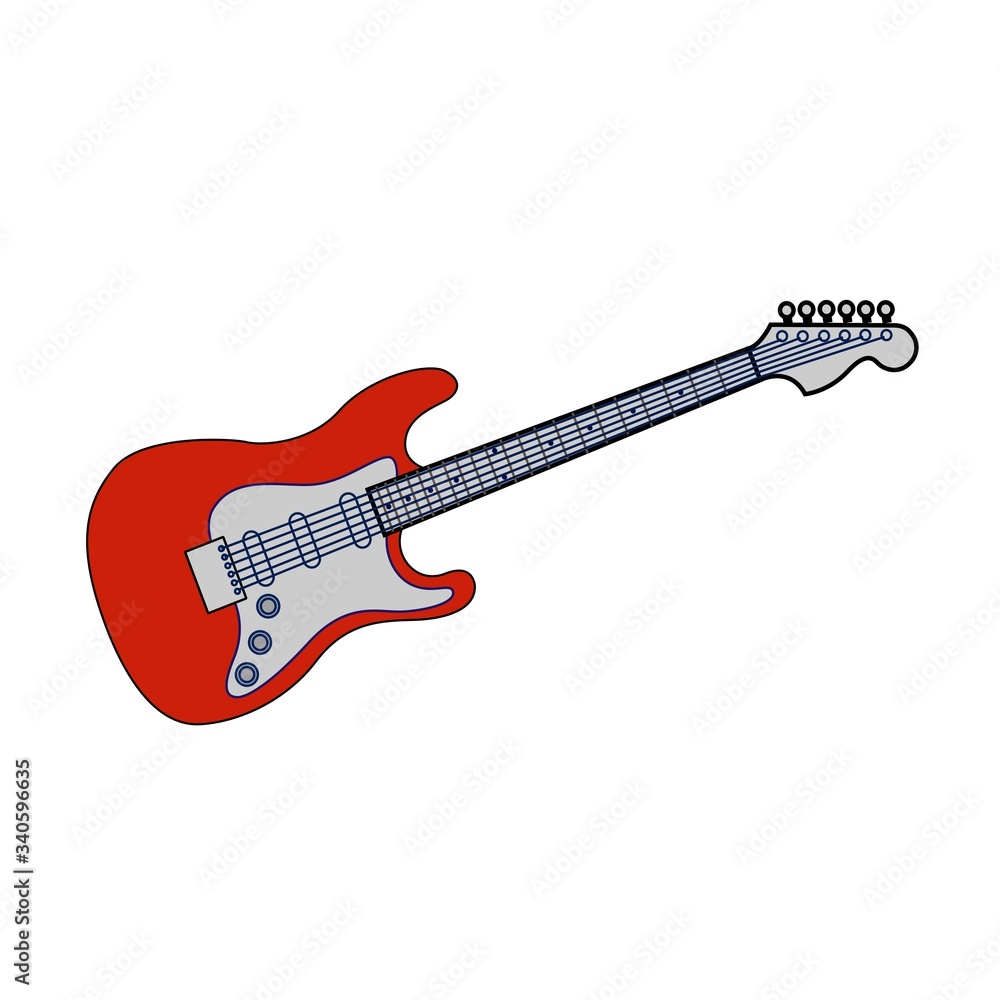 Obraz premium Electric guitar flat vector illustration. Rock music instrument