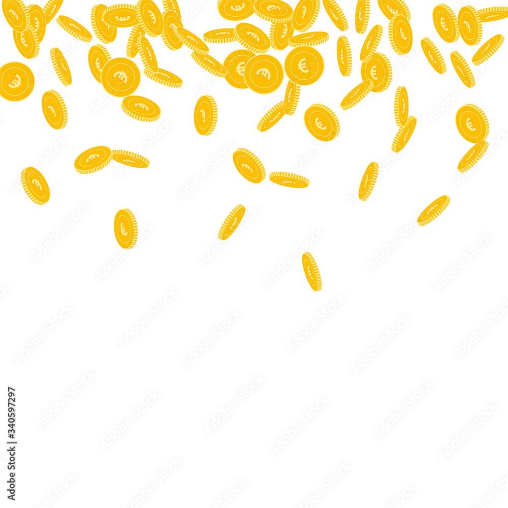 European Union Euro coins falling. Scattered small European Union Euro coins falling. Scattered small