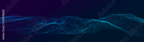 Futuristic wave. Abstract technology background. 3D visualization of big data. Analytical presentation.3D rendering. © Olena