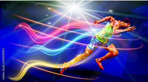 . Olympic games, Tokyo 2020. 2021 Runner. vector illustration in triangles runner. Sport ruuner of triangle . Vector