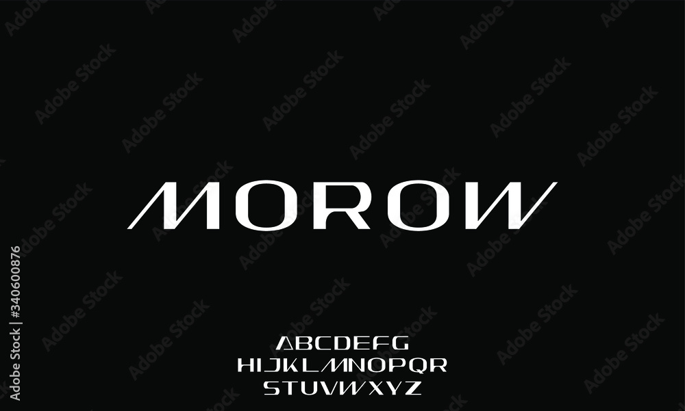 morow, the futuristic modern font alphabet vector set