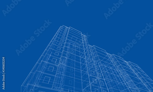 Vector wire-frame model of a multi-storey building