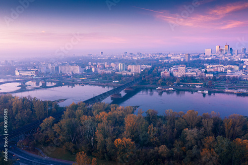 Obraz na płótnie Warszawa z lotu ptaka w salonie