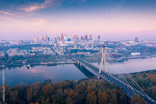 Obraz na płótnie Warszawa z lotu ptaka w salonie