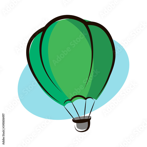 hot air balloon vector. Green in the sky.