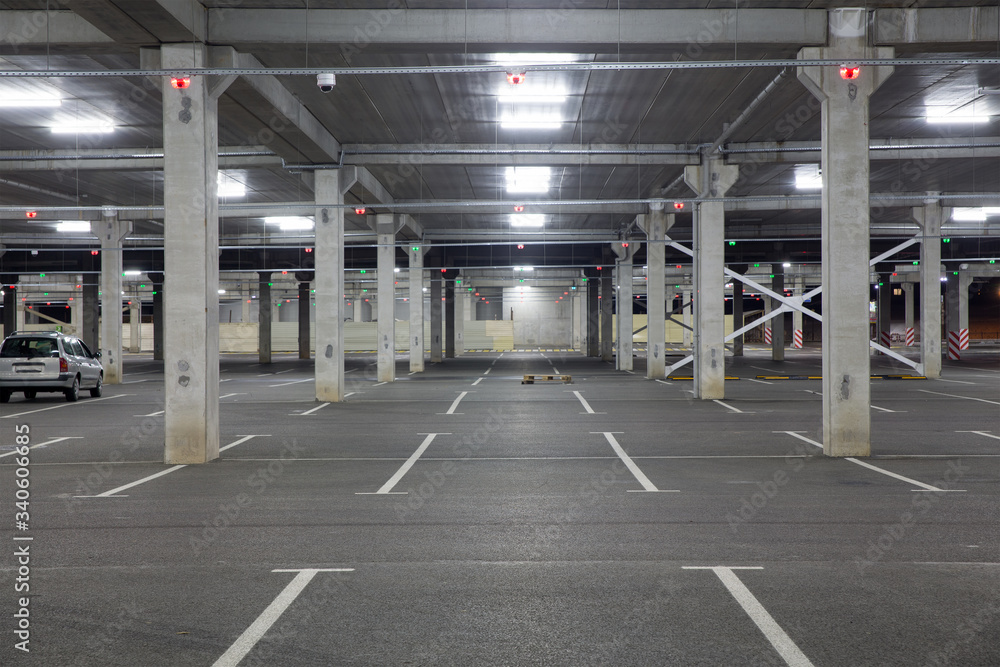 Empty car Parking in the shopping center during pandemic Empty car Parking in the shopping center during pandemic