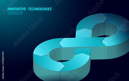 Devops software development operations infinity symbol. Programmer administration system life cycle quality. Coding building testing release monitoring. Online freelance vector illustration